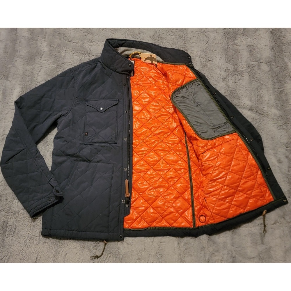 Relwen Quilted Tanker Jacket Mens XL Blue Orange Lined Insulated Puffer Zip